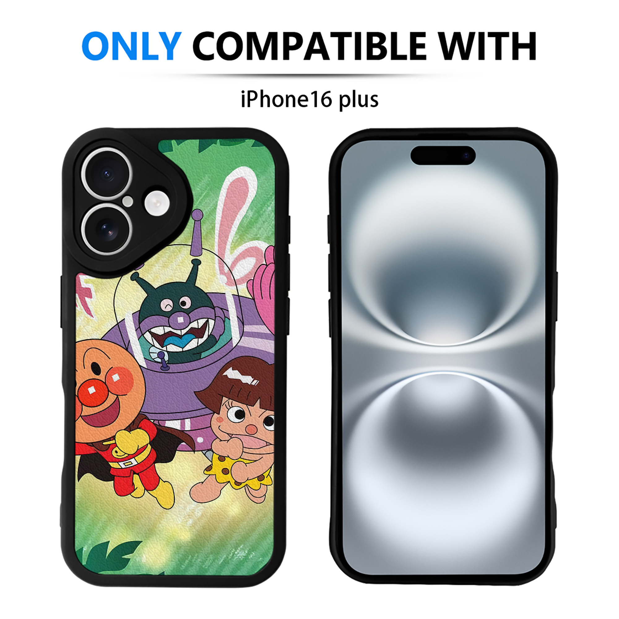 （画像用） アンパンマン Anpanman 【iPhone 16シリーズ対応】シリコンスマホケース（レザー調） 材質：シリコン
